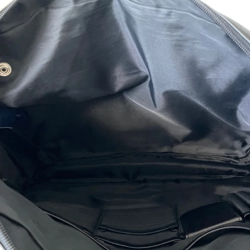 RALPH LAUREN Black Leather and Canvas Laptop Messenger Shoulder Work Bag VTG